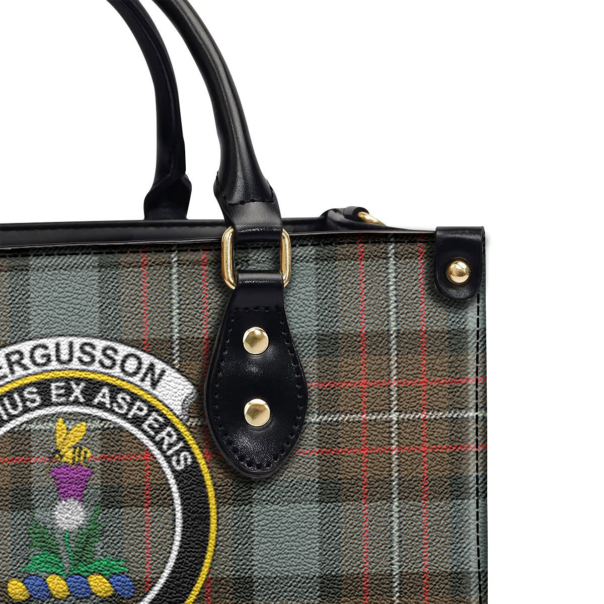 Fergusson Weathered Tartan Crest Leather Handbag