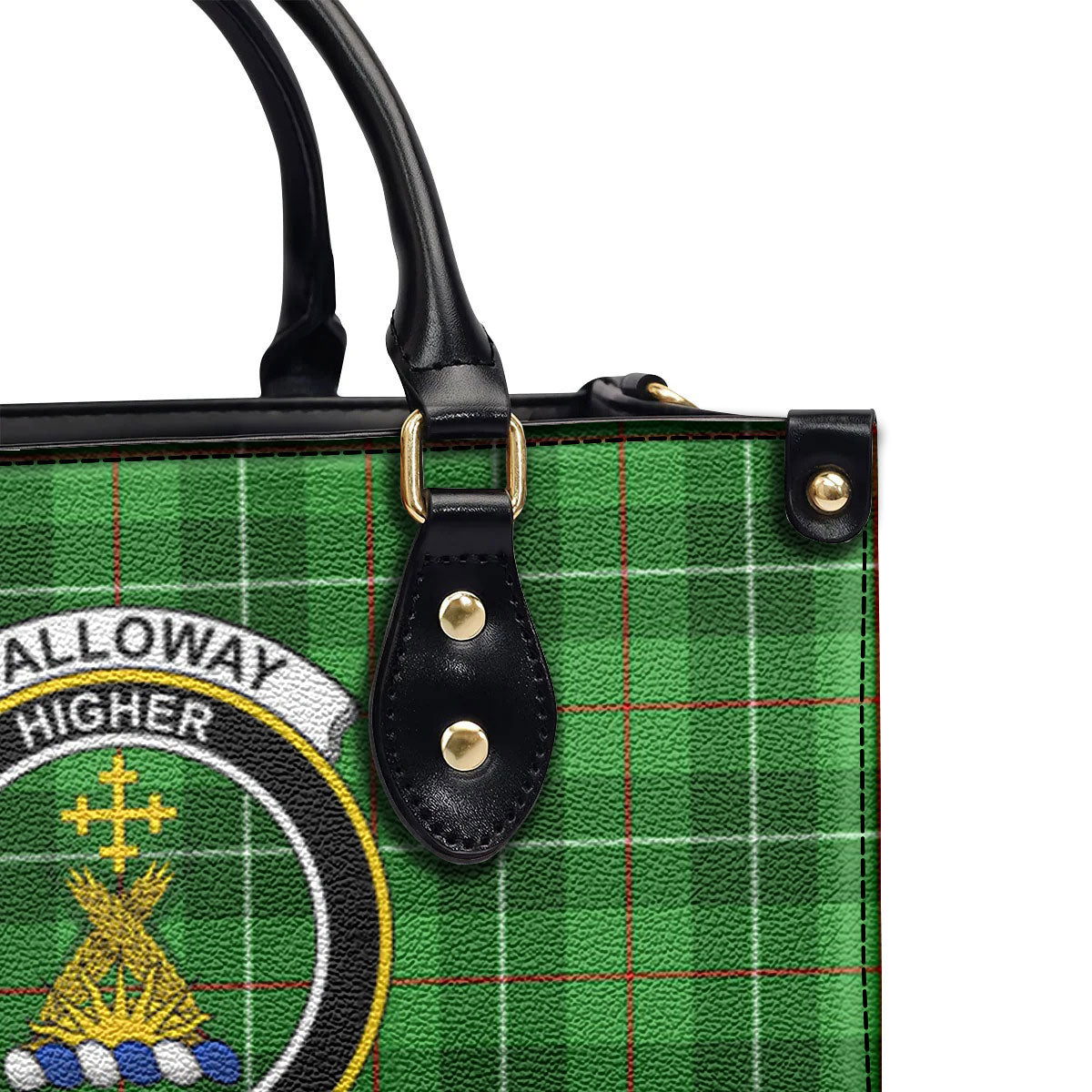 Galloway District Tartan Crest Leather Handbag