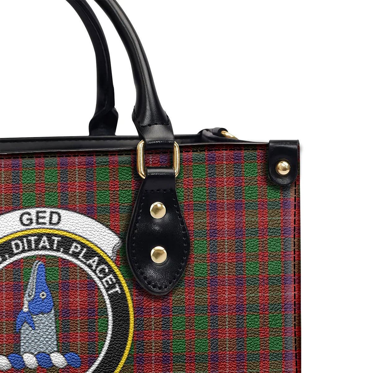 Ged Tartan Crest Leather Handbag