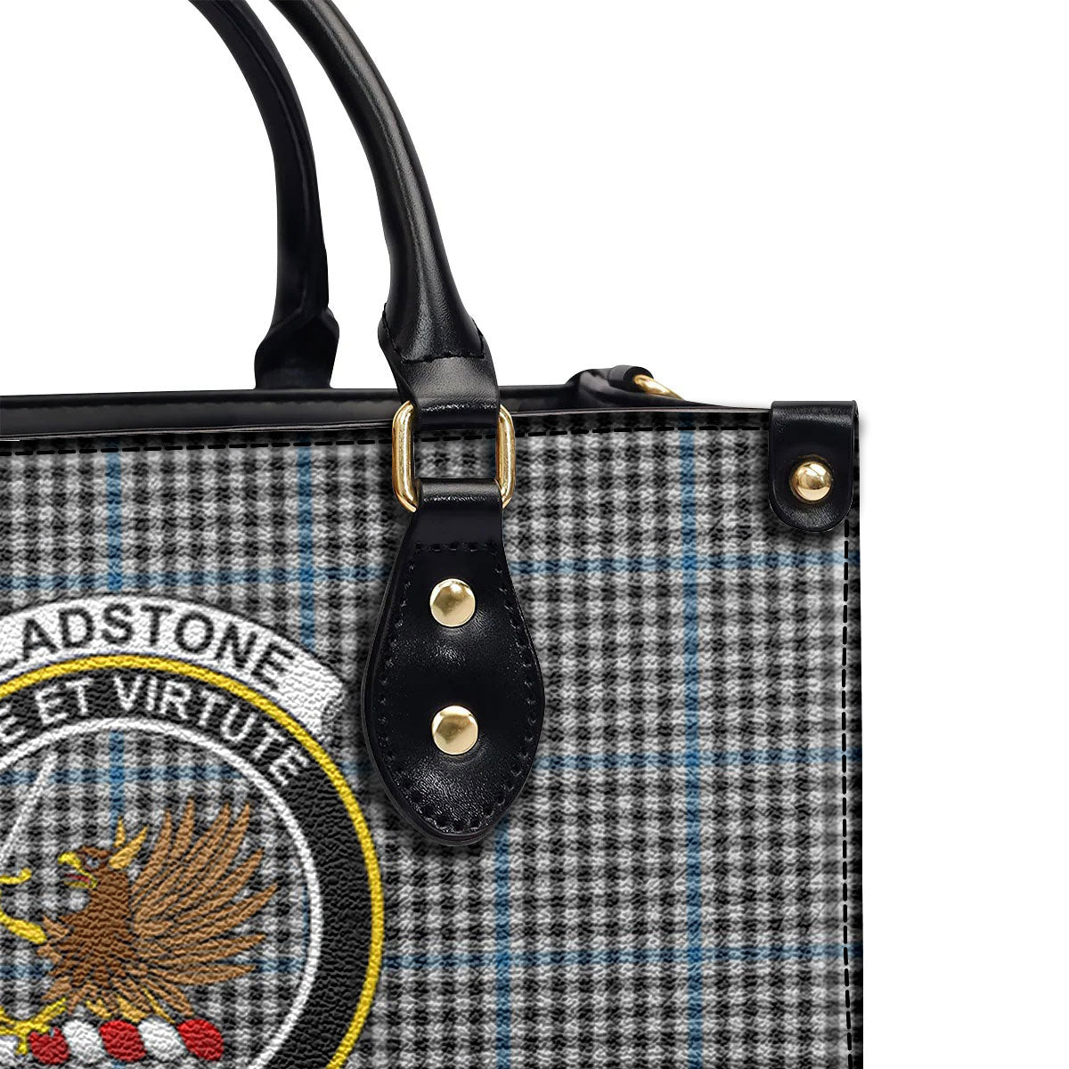 Gladstone Tartan Crest Leather Handbag