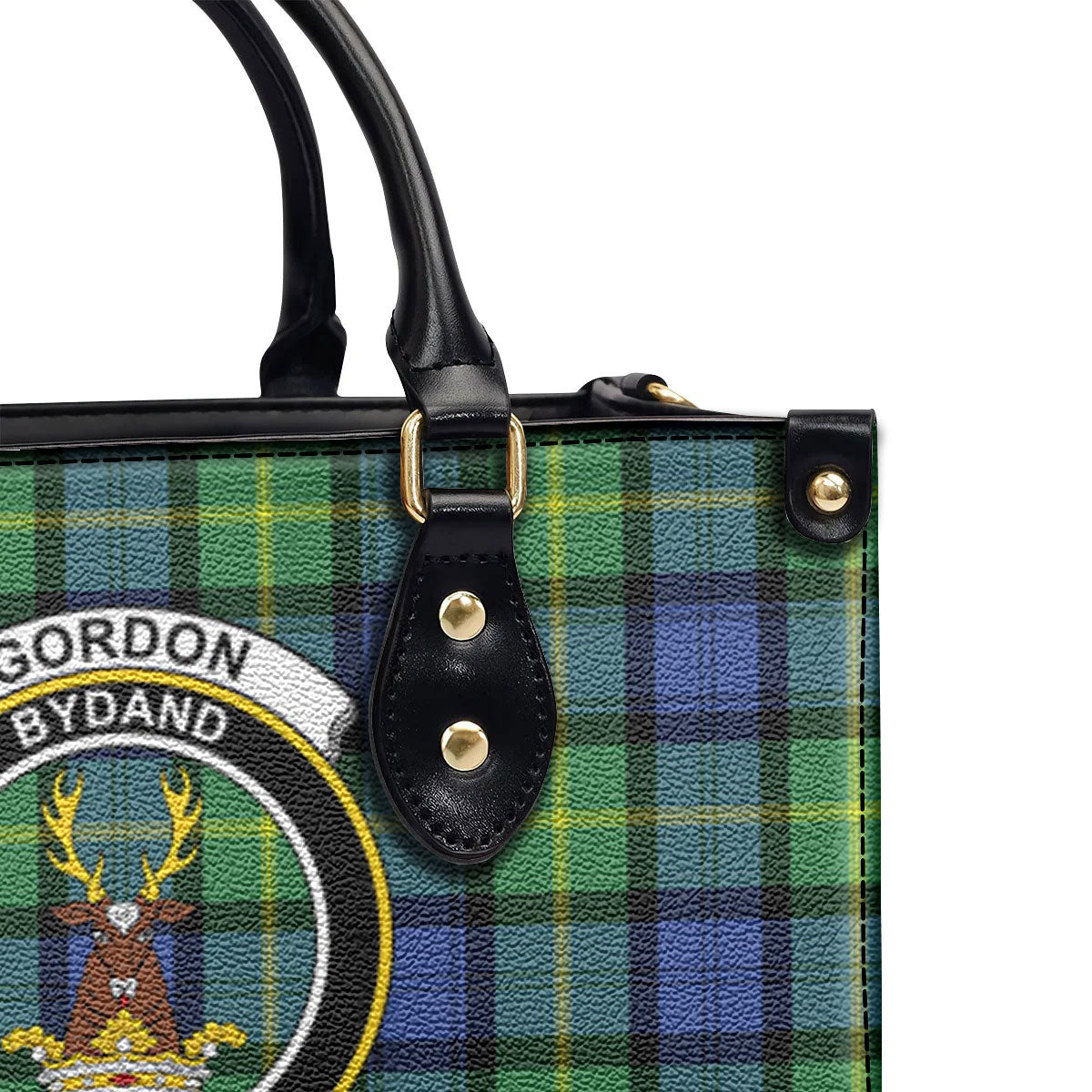 Gordon Old Ancient Tartan Crest Leather Handbag