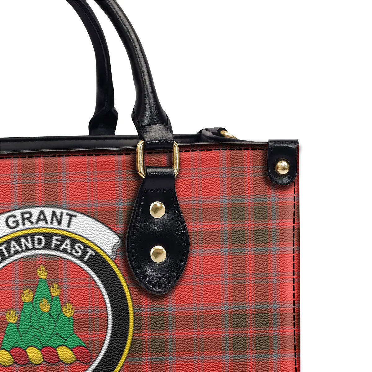 Grant Weathered Tartan Crest Leather Handbag