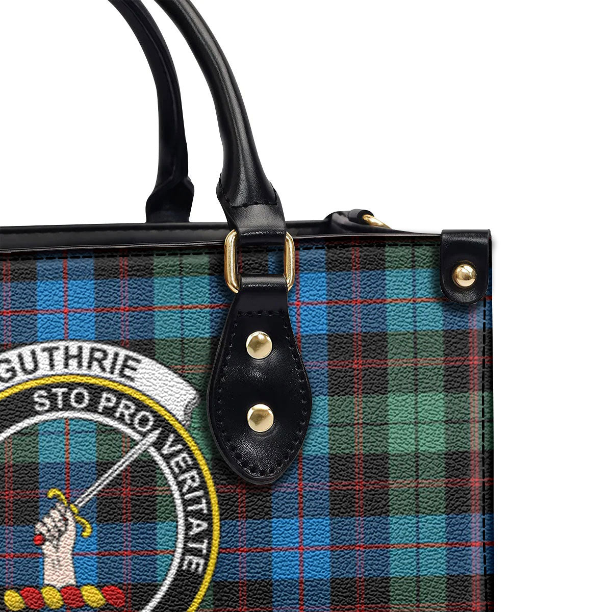 Guthrie Ancient Tartan Crest Leather Handbag