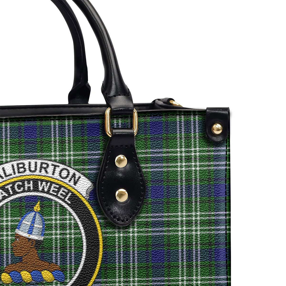 Haliburton Tartan Crest Leather Handbag