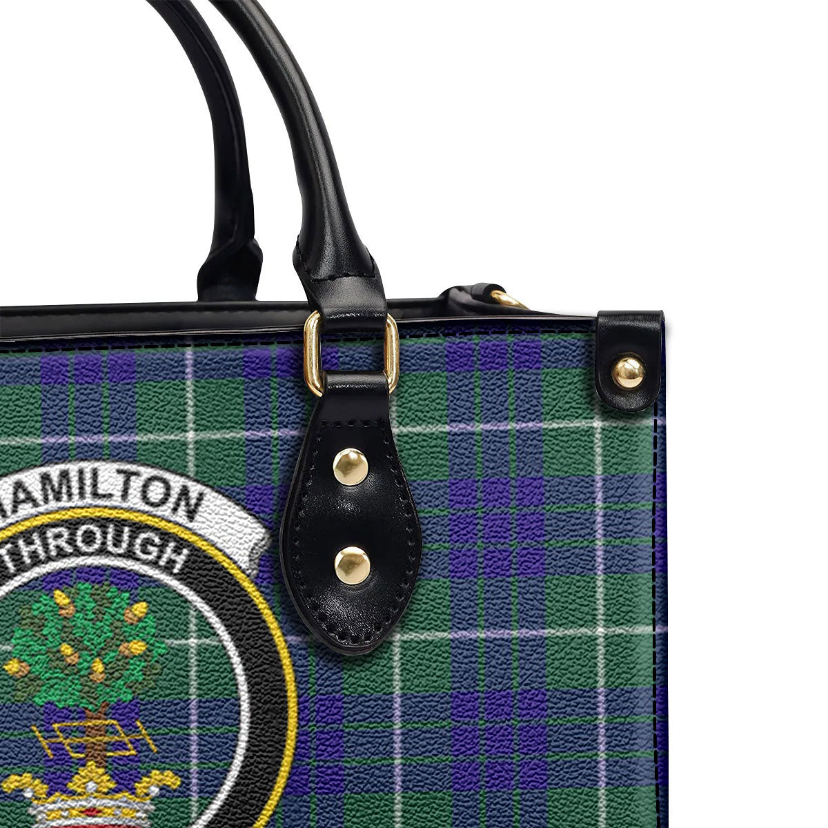 Hamilton Hunting Modern Tartan Crest Leather Handbag