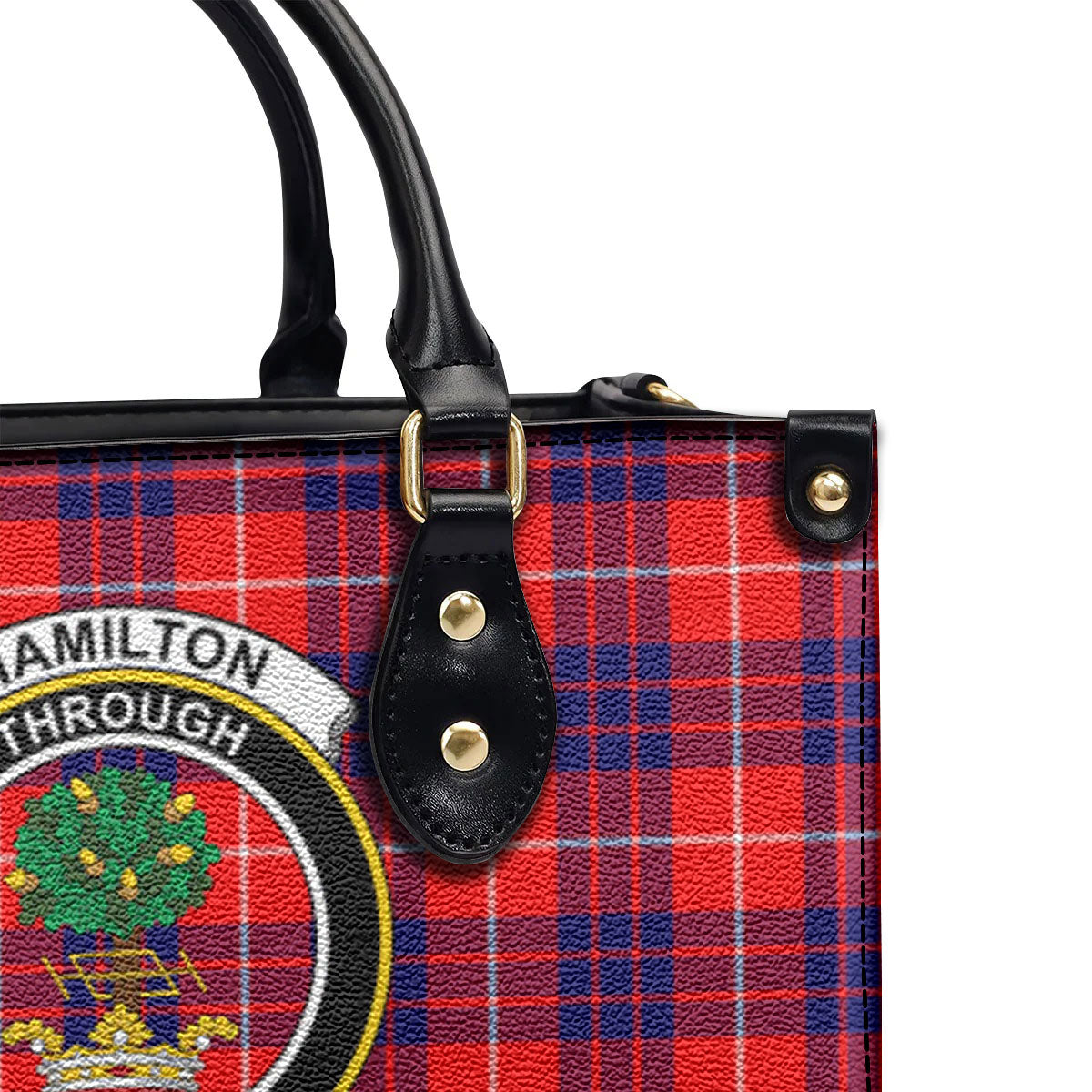 Hamilton Modern Tartan Crest Leather Handbag