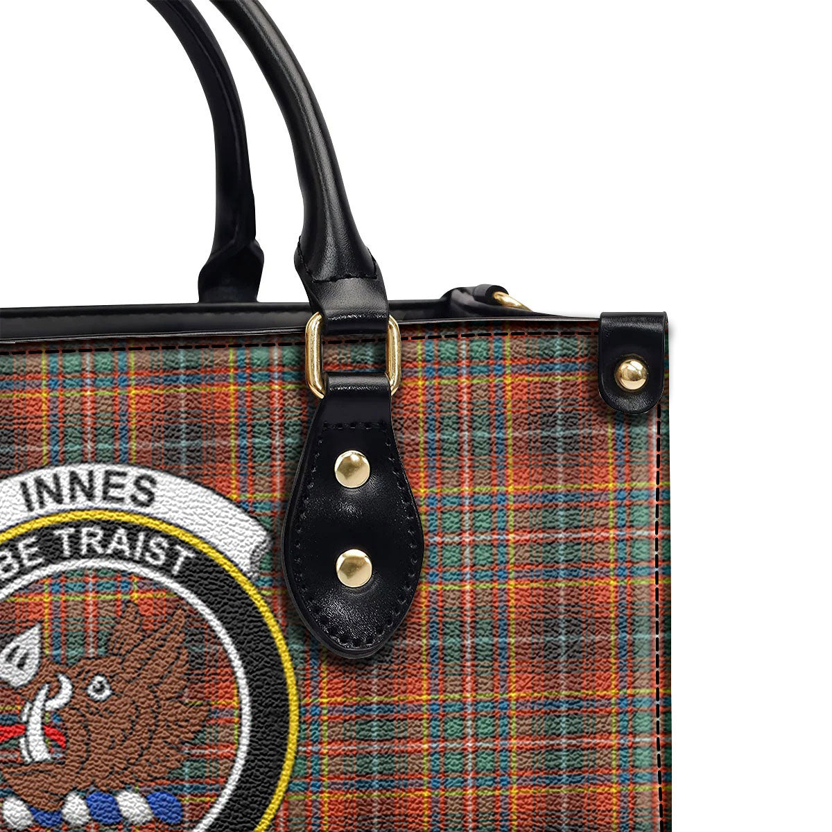 Innes Ancient Tartan Crest Leather Handbag