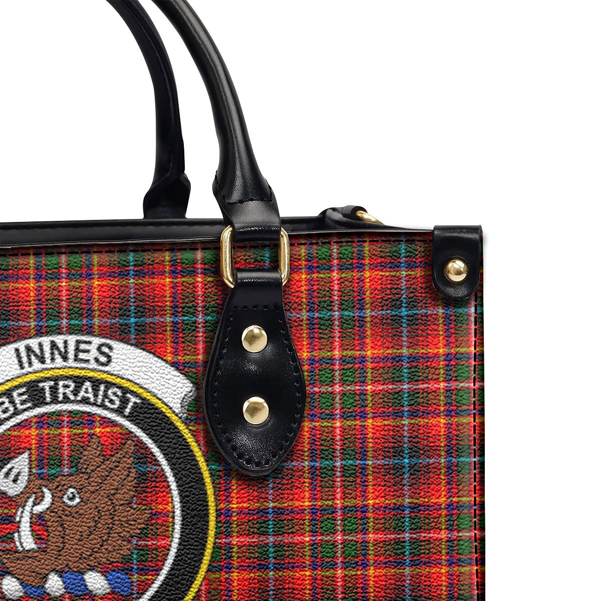 Innes Modern Tartan Crest Leather Handbag