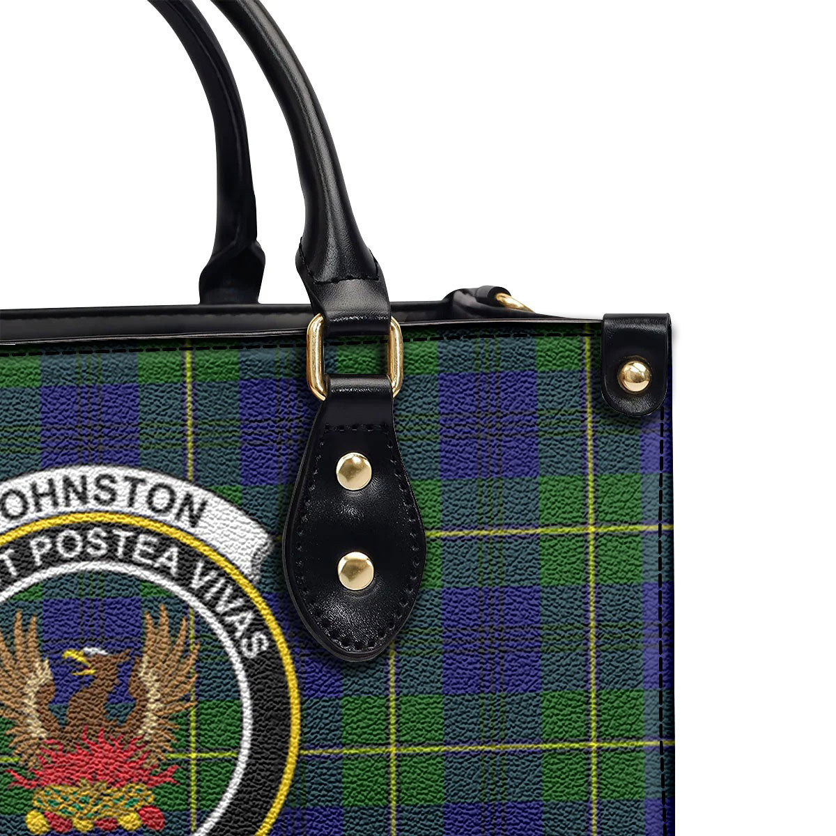 Johnston of Caskieben Tartan Crest Leather Handbag