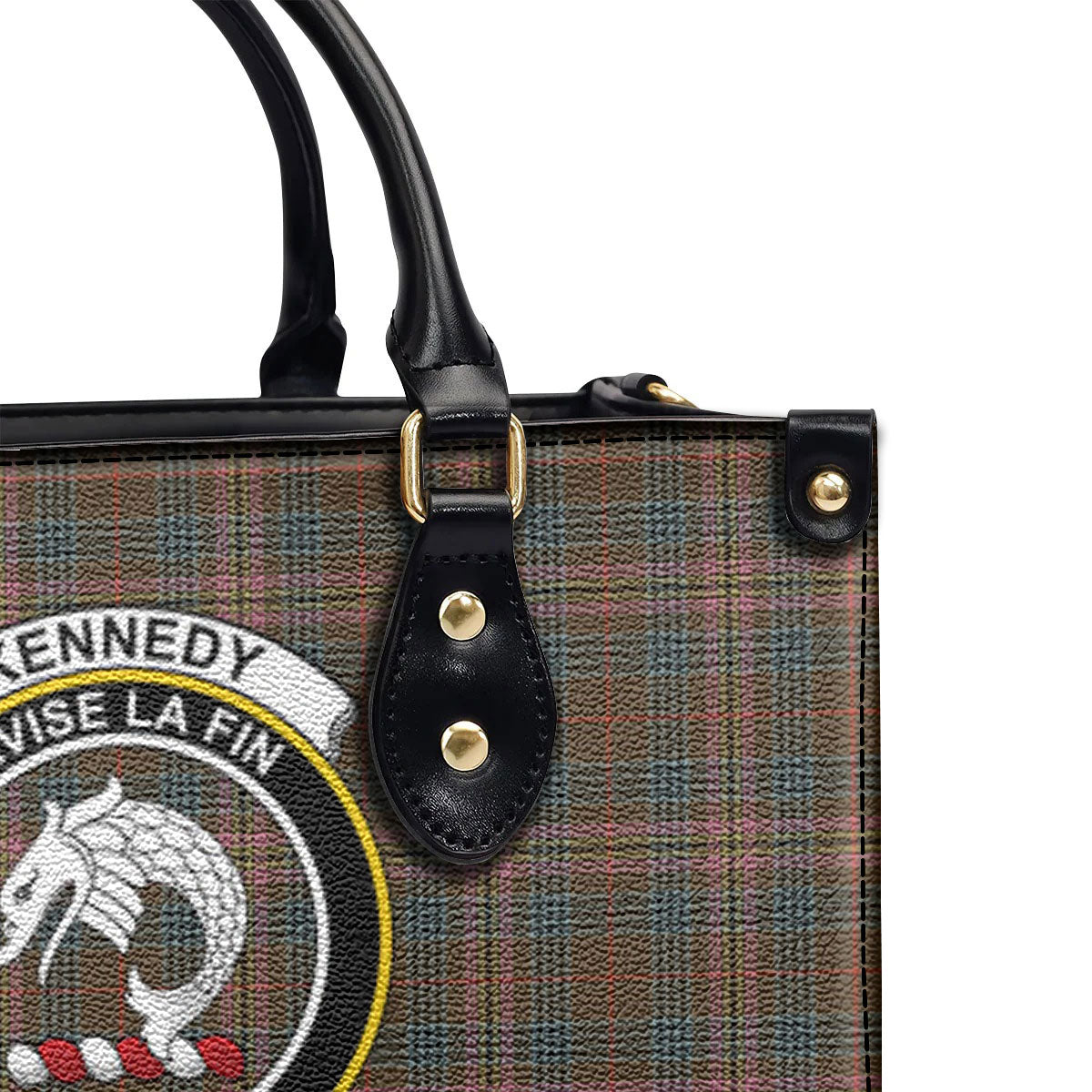 Kennedy Weathered Tartan Crest Leather Handbag