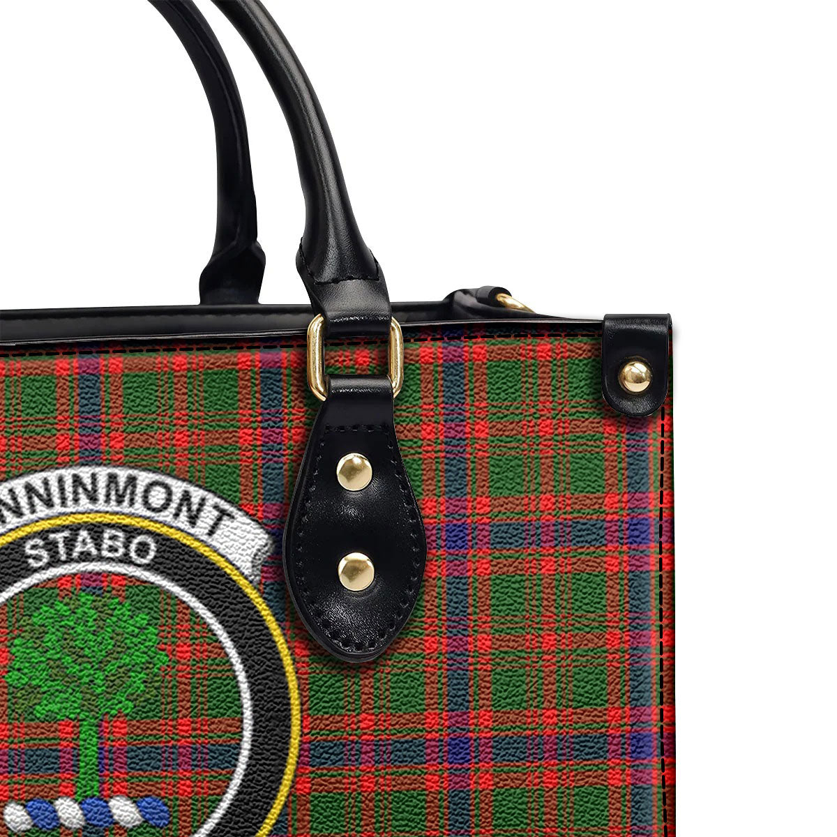 Kinninmont Tartan Crest Leather Handbag