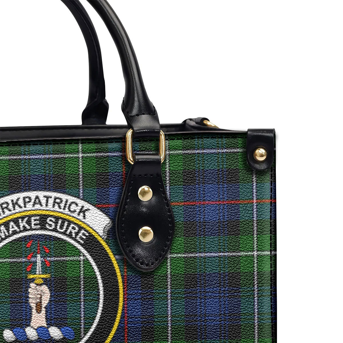 Kirkpatrick Tartan Crest Leather Handbag