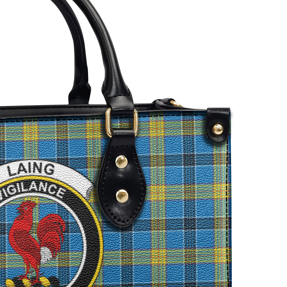 Laing Tartan Crest Leather Handbag