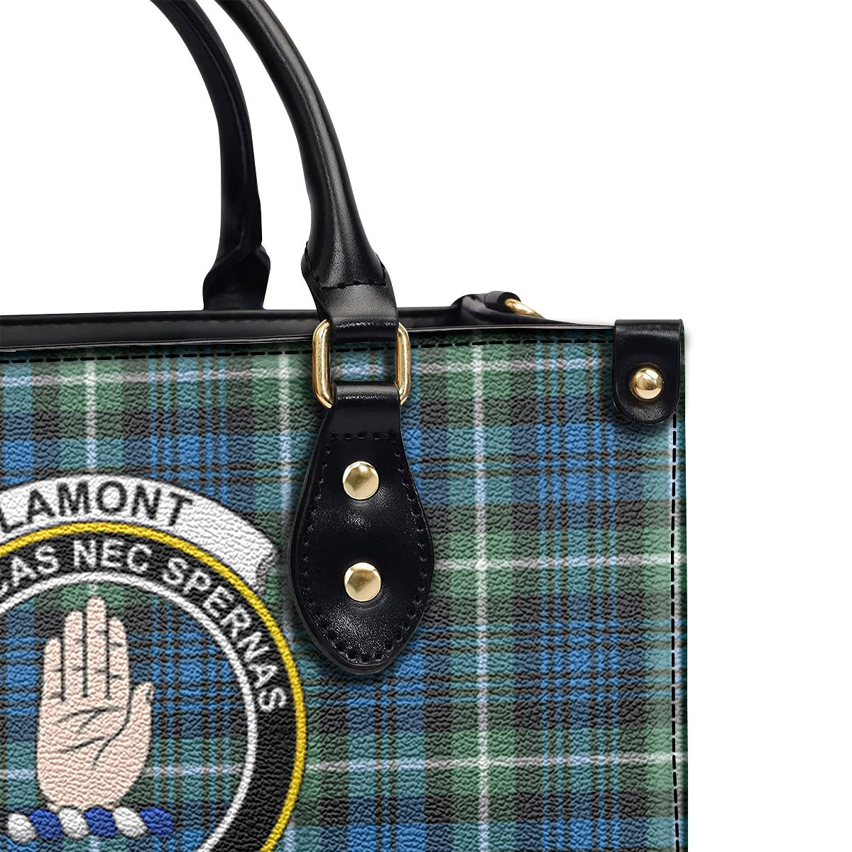 Lamont Ancient Tartan Crest Leather Handbag