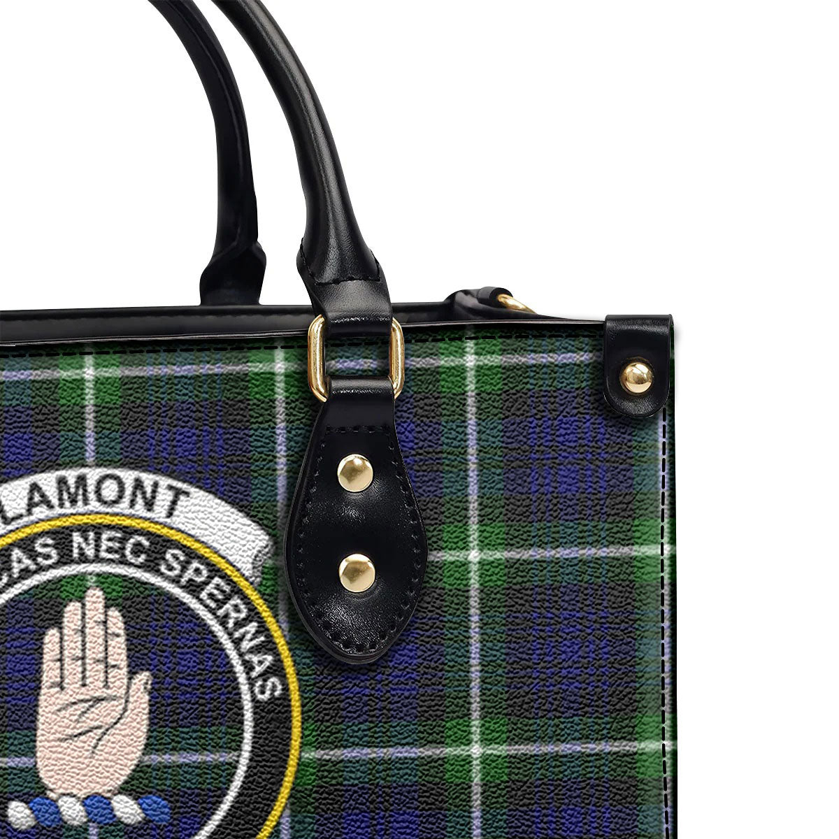 Lamont Modern Tartan Crest Leather Handbag