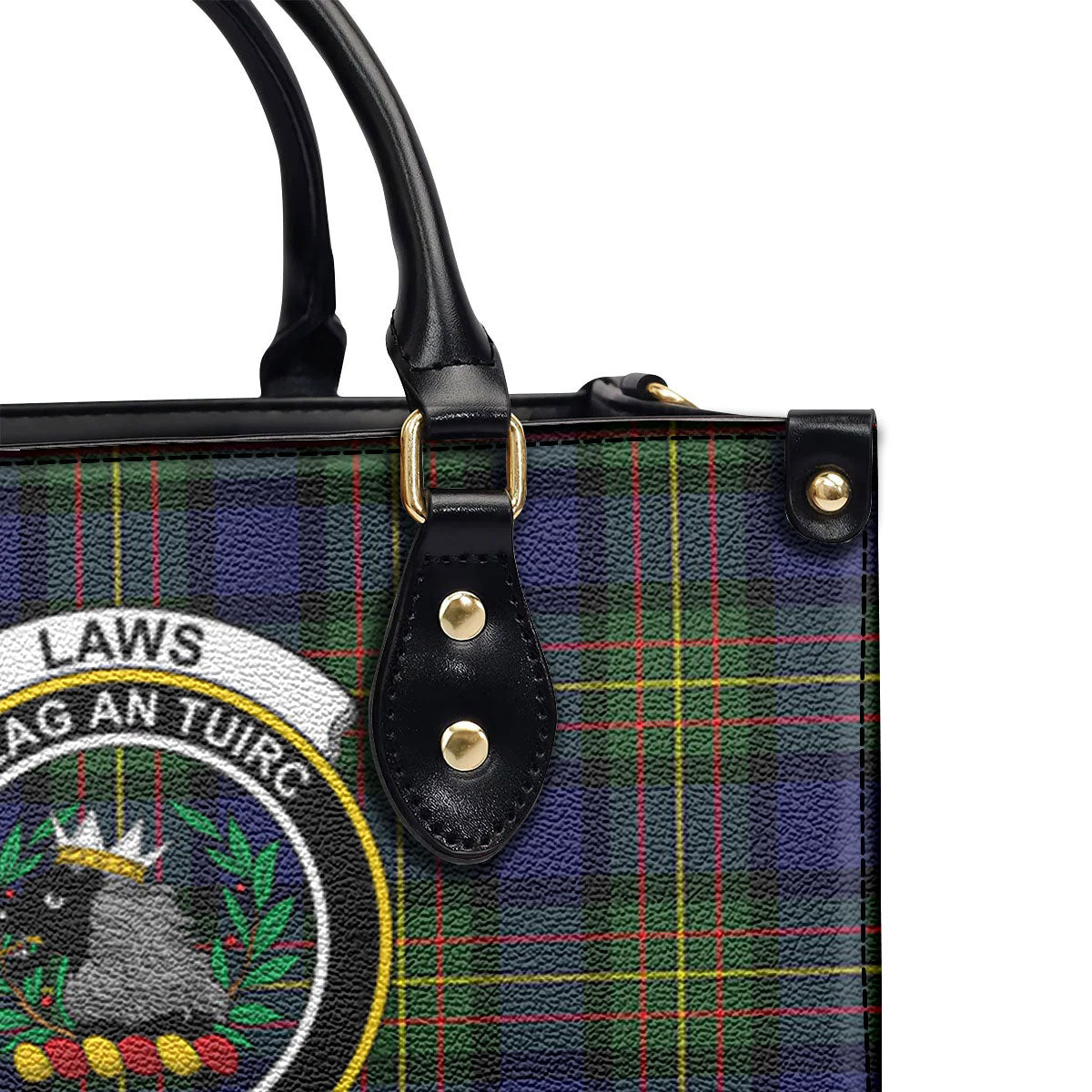 Laws Tartan Crest Leather Handbag