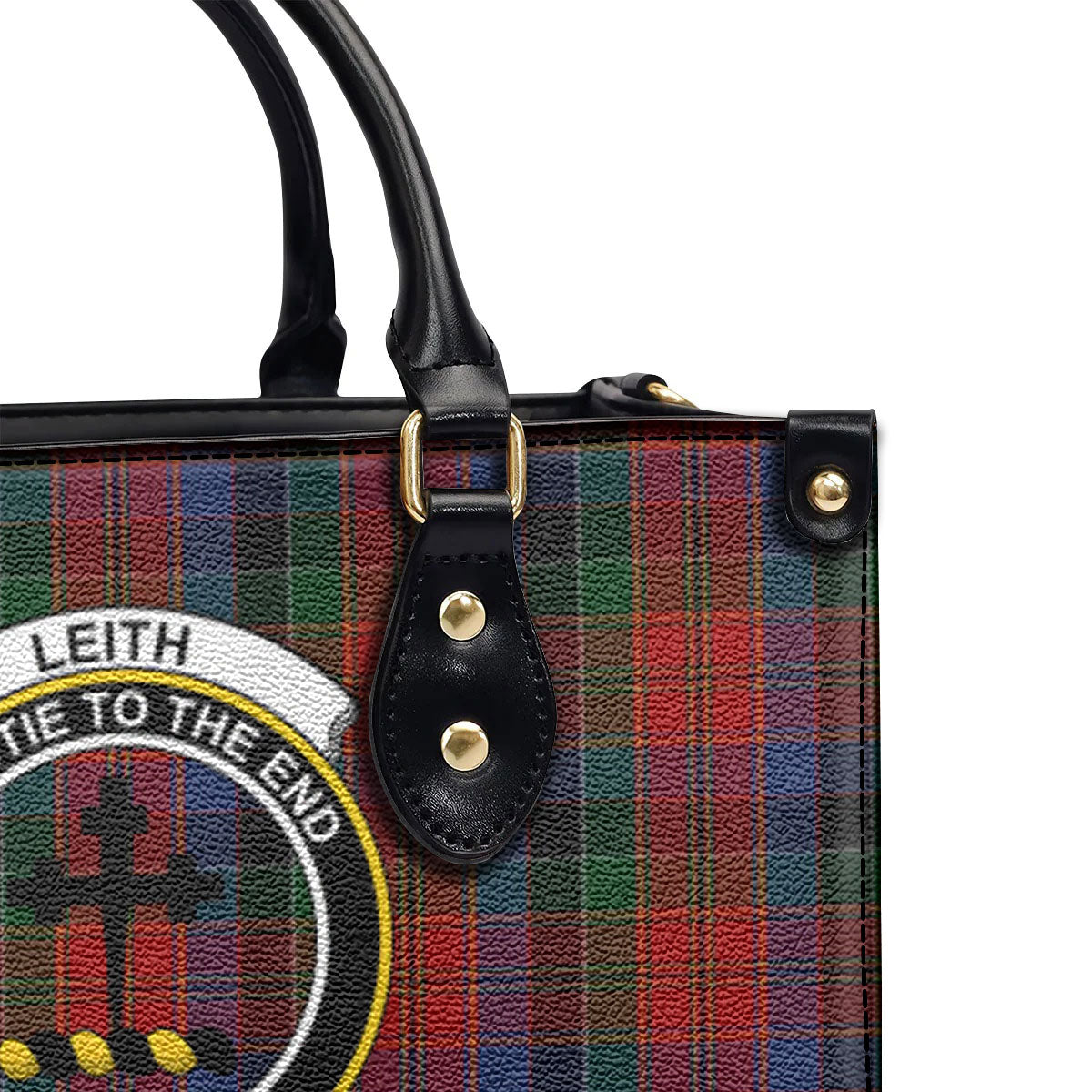 Leith Tartan Crest Leather Handbag