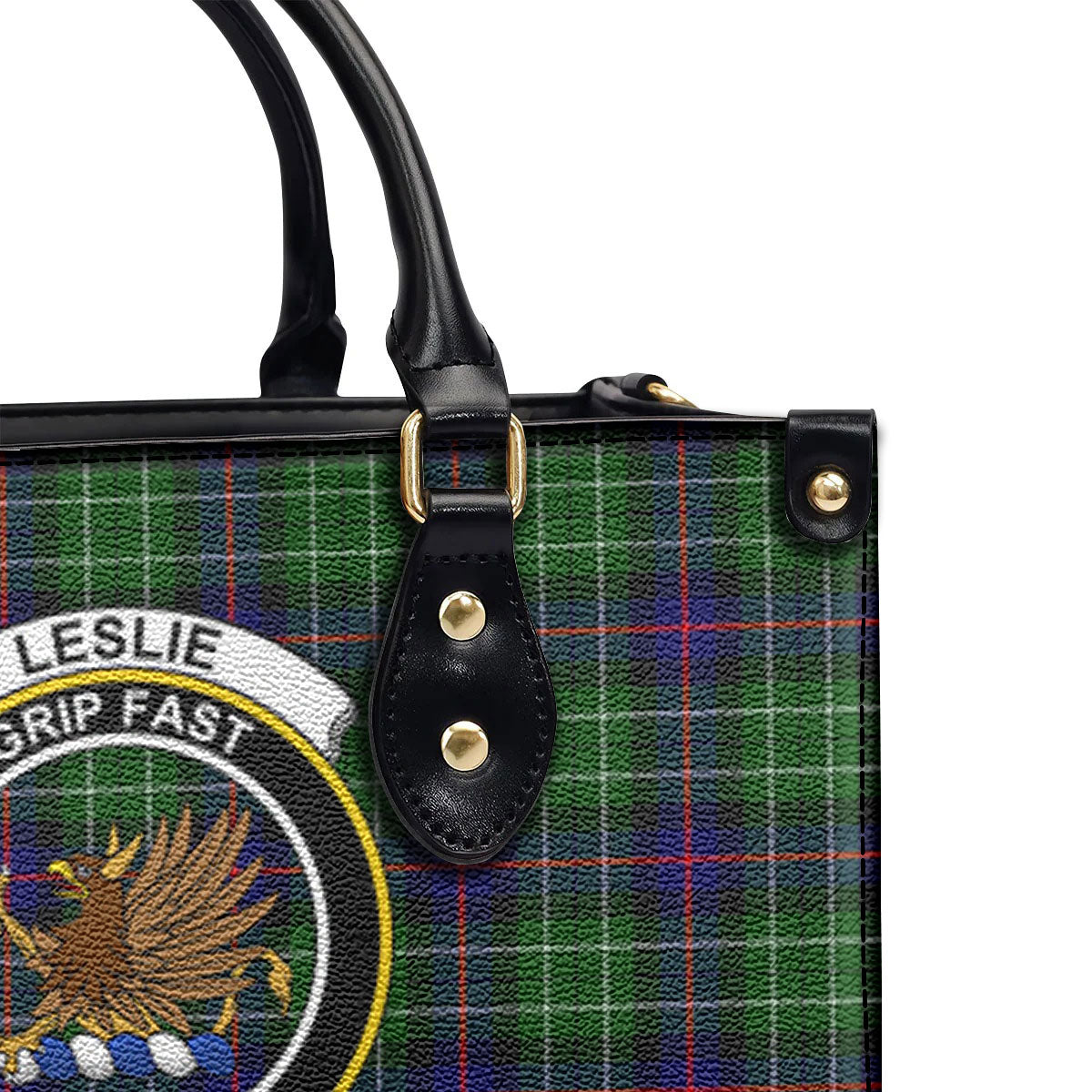 Leslie Hunting Tartan Crest Leather Handbag