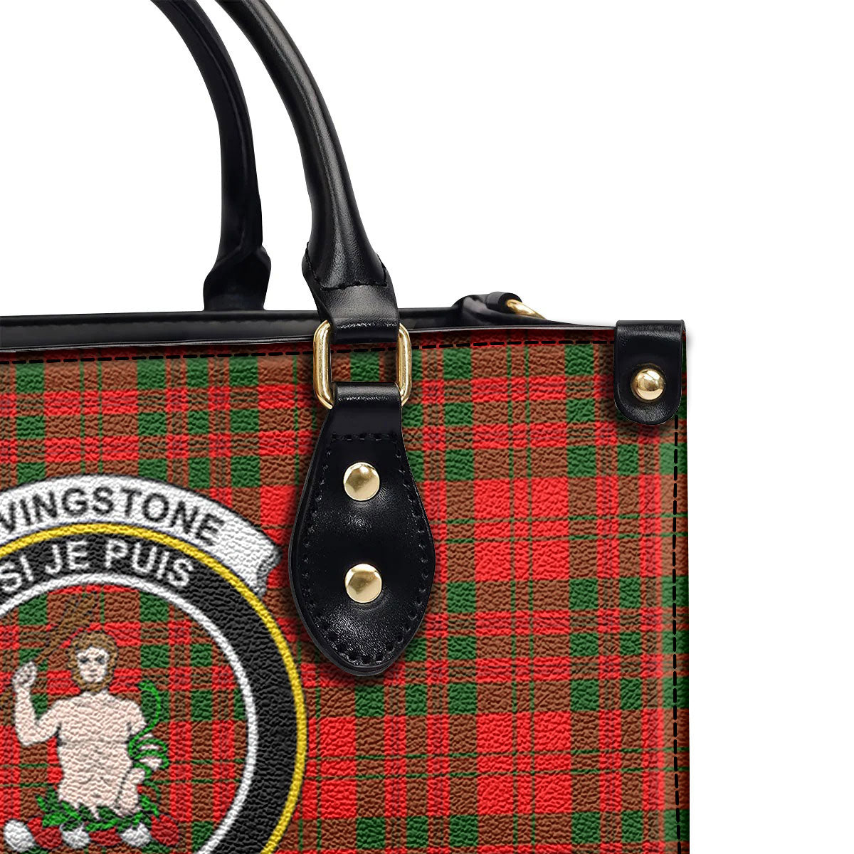 Livingstone Tartan Crest Leather Handbag