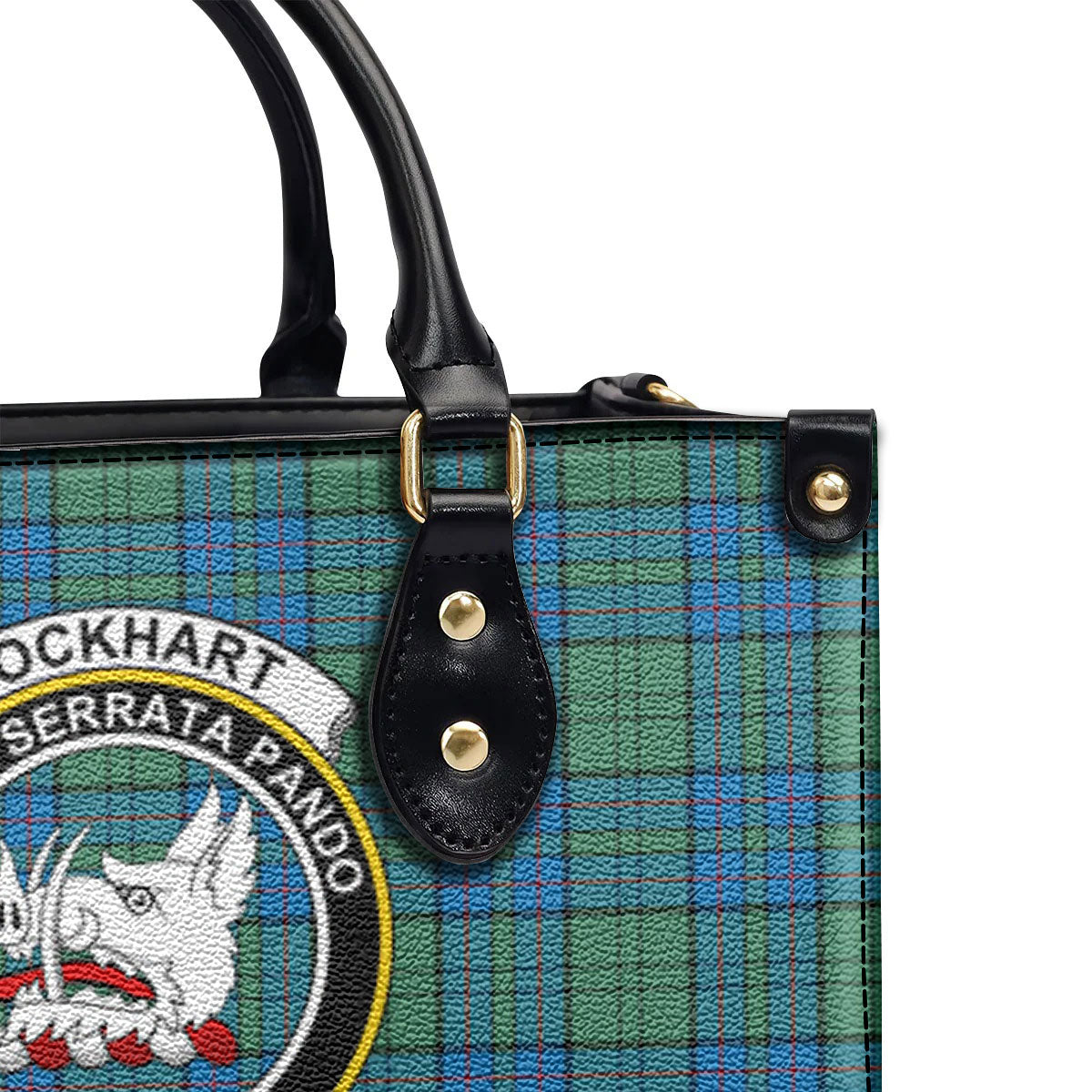 Lockhart Tartan Crest Leather Handbag