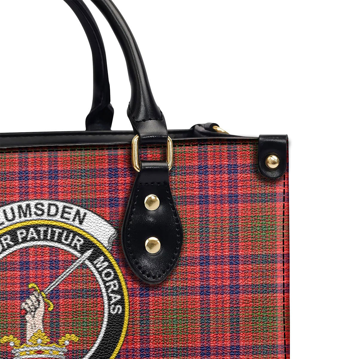 Lumsden Modern Tartan Crest Leather Handbag