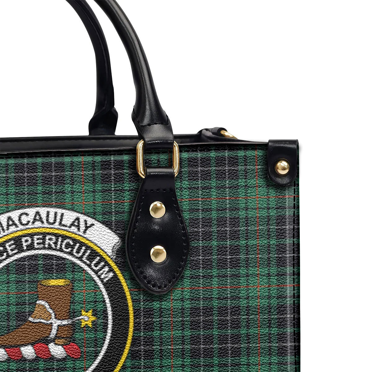 MacAulay Hunting Ancient Tartan Crest Leather Handbag