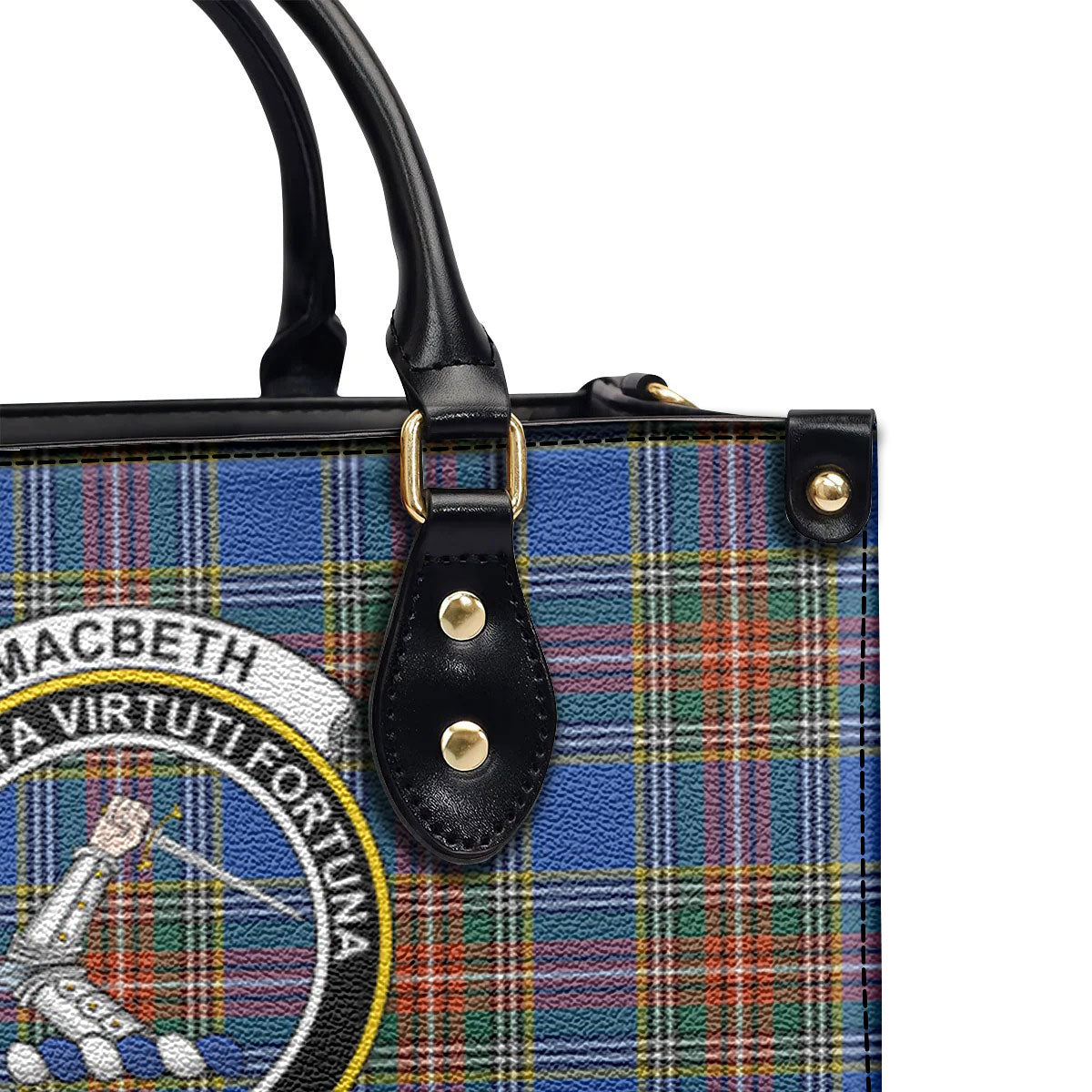 MacBeth Ancient Tartan Crest Leather Handbag