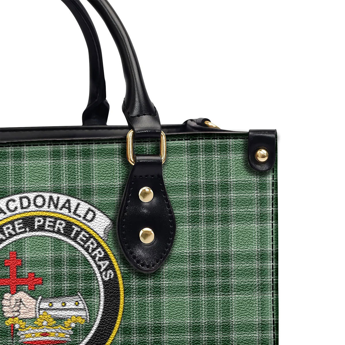 MacDonald Lord of the Isles Hunting Tartan Crest Leather Handbag