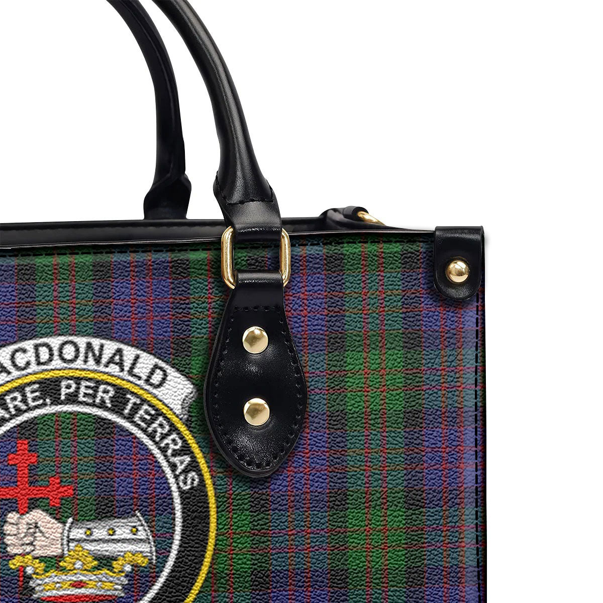 MacDonald Tartan Crest Leather Handbag