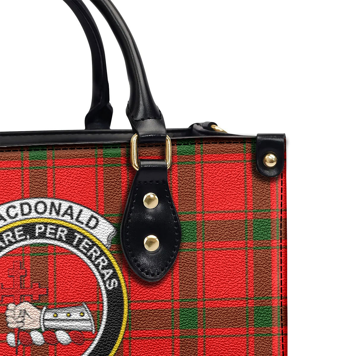 MacDonald of Sleat Tartan Crest Leather Handbag