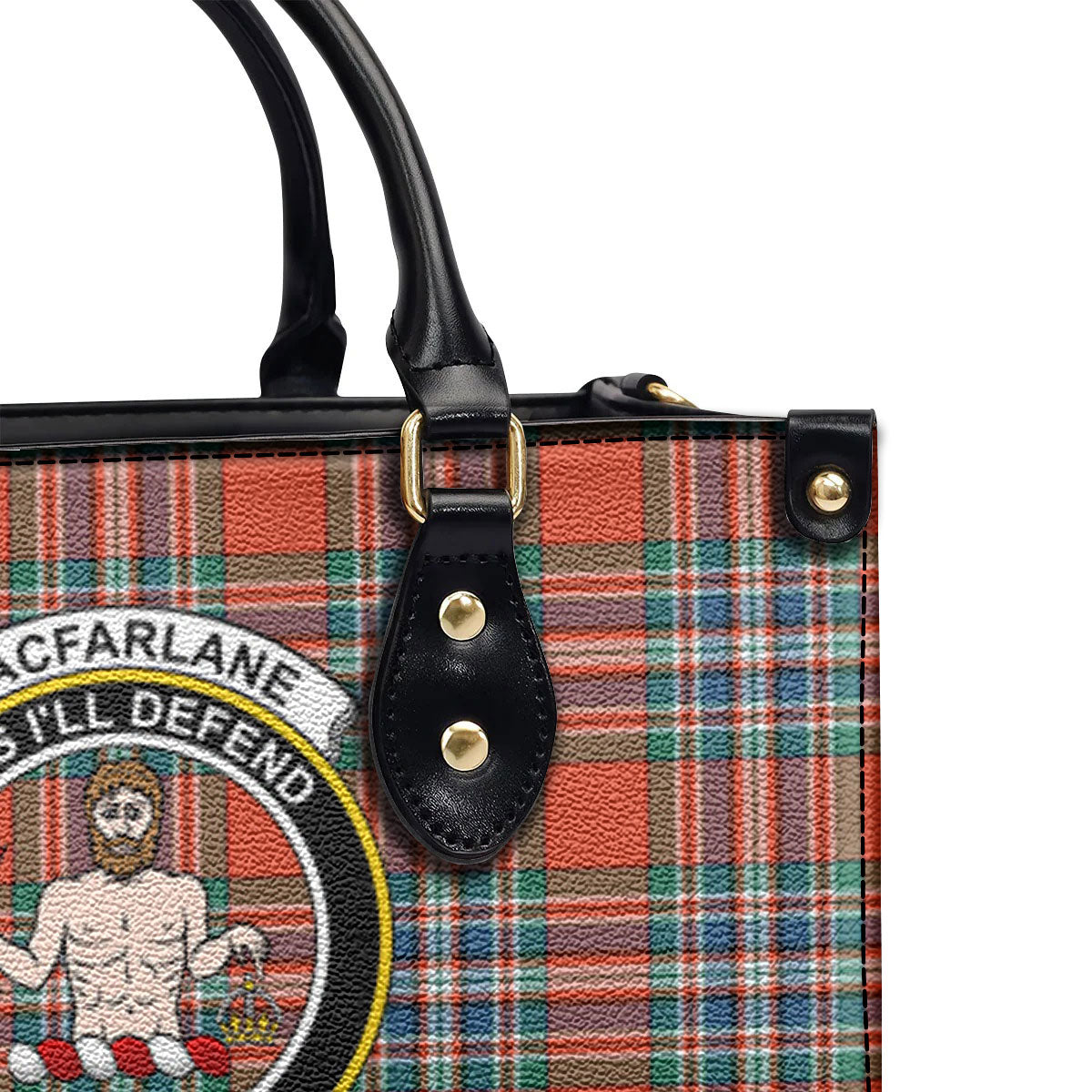 MacFarlane Ancient Tartan Crest Leather Handbag