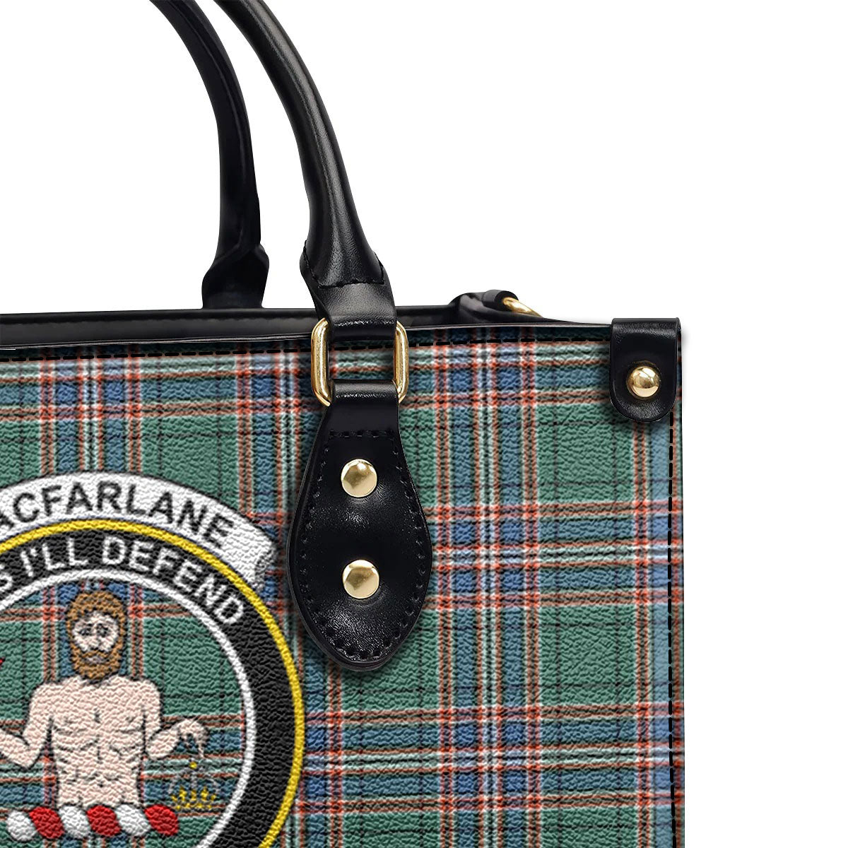 MacFarlane Hunting Ancient Tartan Crest Leather Handbag