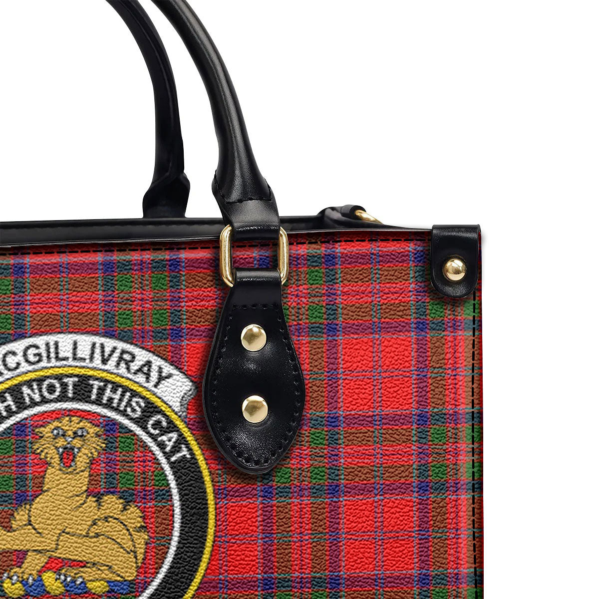 MacGillivray Modern Tartan Crest Leather Handbag