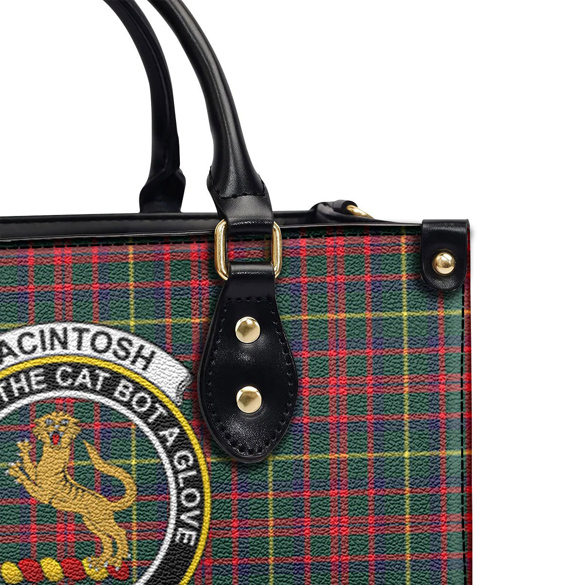 MacIntosh Hunting Modern Tartan Crest Leather Handbag