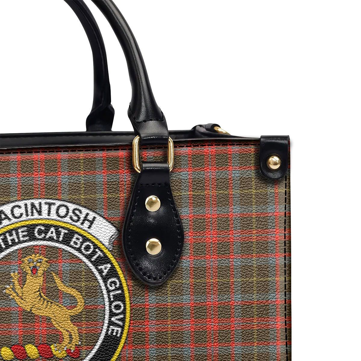 MacIntosh Hunting Weathered Tartan Crest Leather Handbag