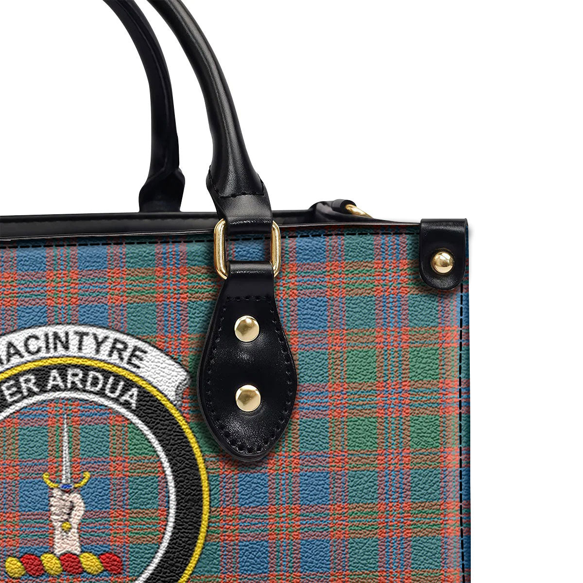 MacIntyre Ancient Tartan Crest Leather Handbag