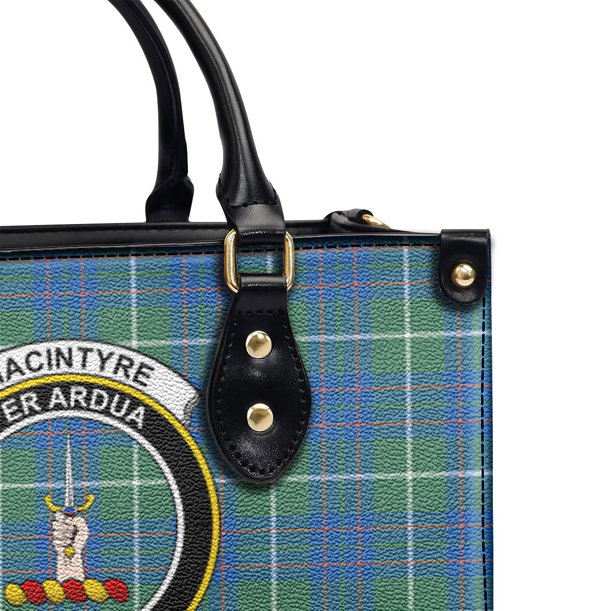 MacIntyre Hunting Ancient Tartan Crest Leather Handbag