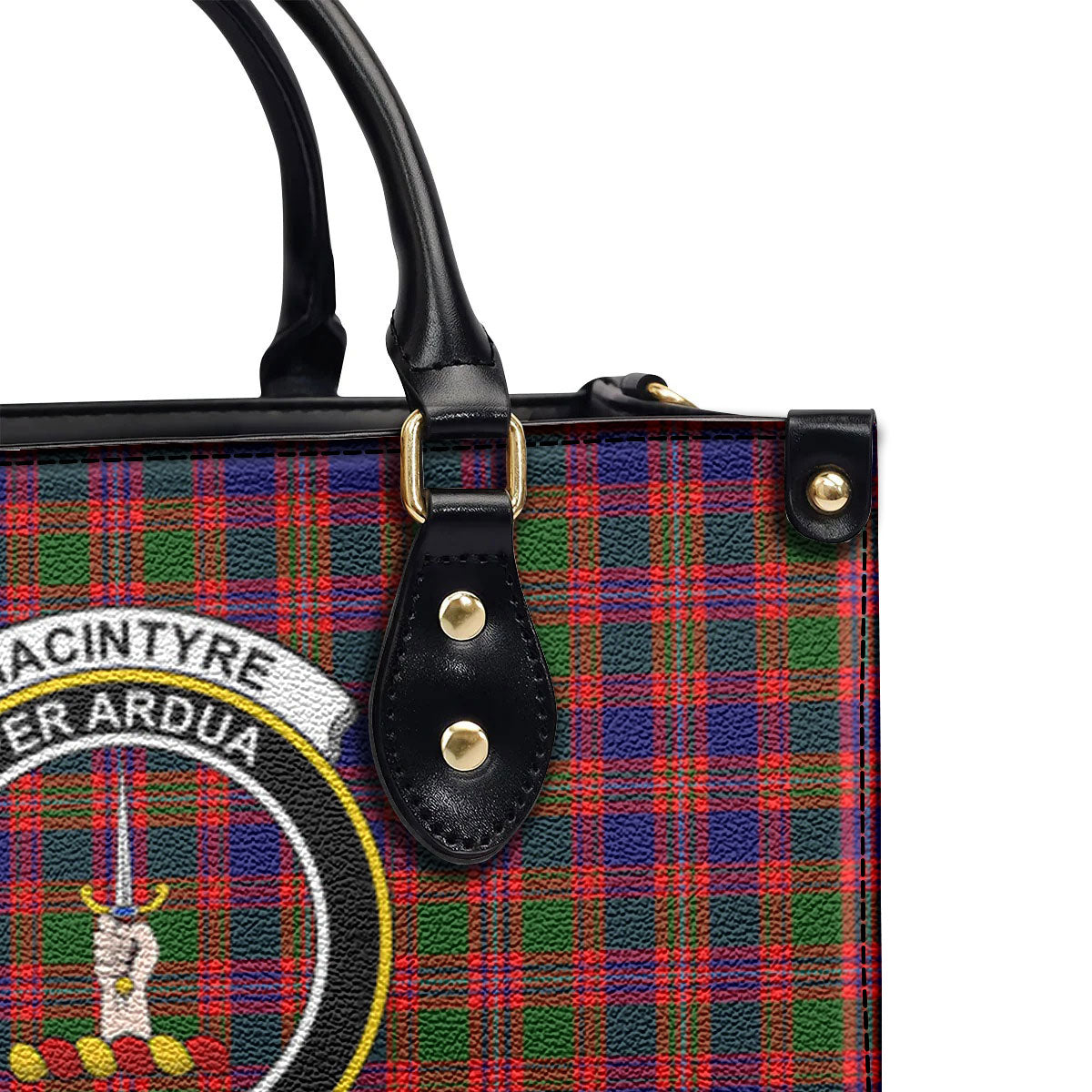 MacIntyre Modern Tartan Crest Leather Handbag