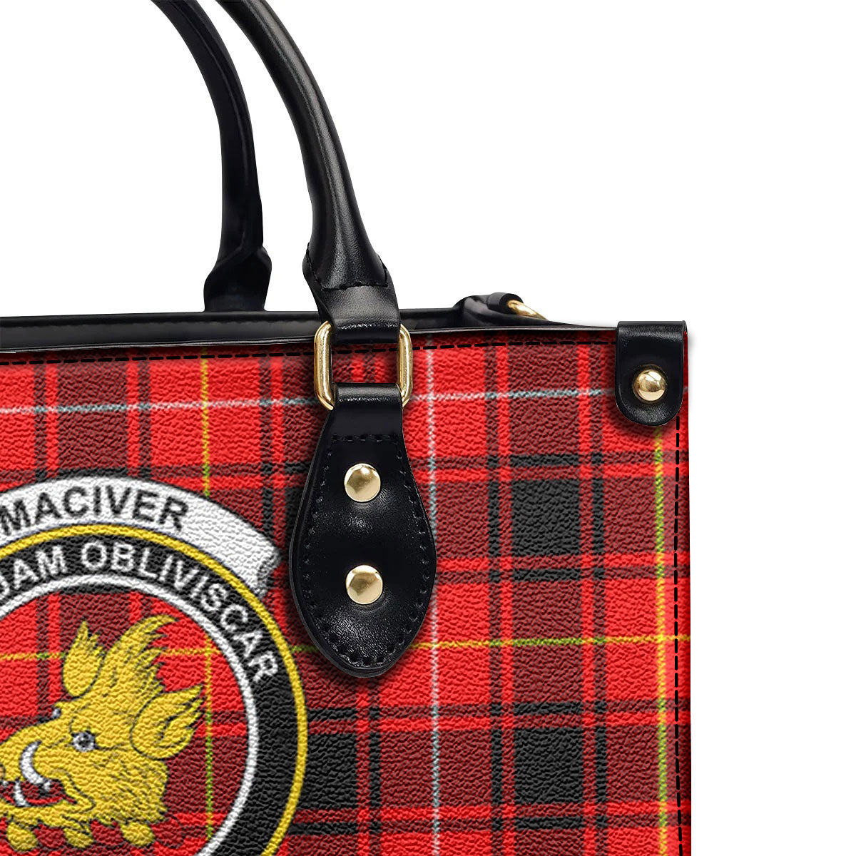 MacIver Modern Tartan Crest Leather Handbag