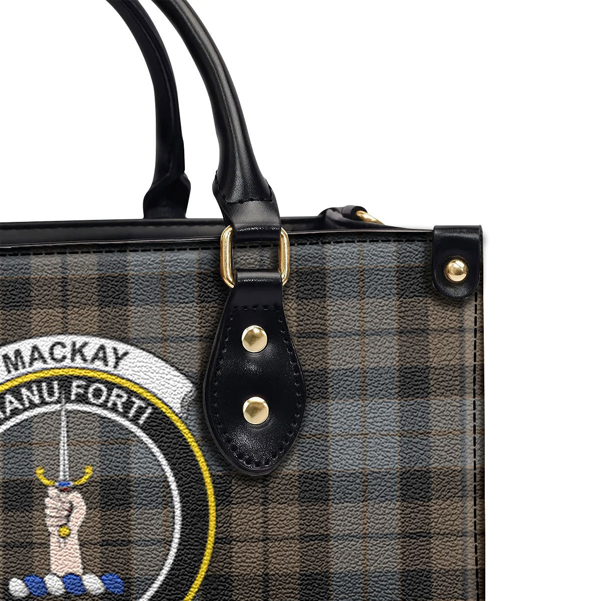 MacKay Weathered Tartan Crest Leather Handbag