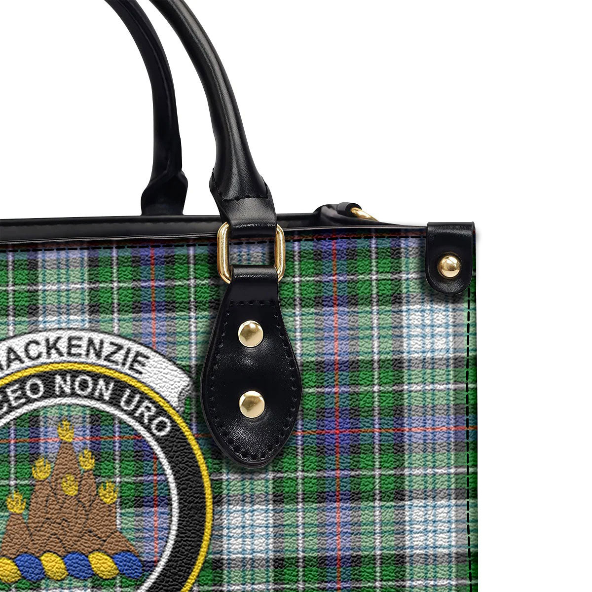 MacKenzie Dress Modern Tartan Crest Leather Handbag