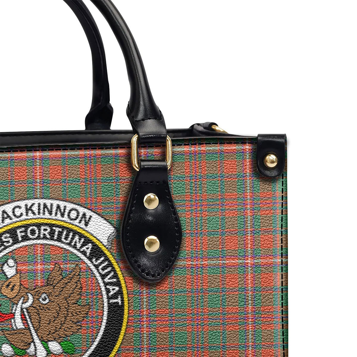 MacKinnon Ancient Tartan Crest Leather Handbag