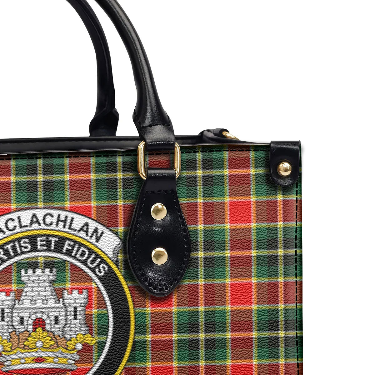 MacLachlan Hunting Modern Tartan Crest Leather Handbag