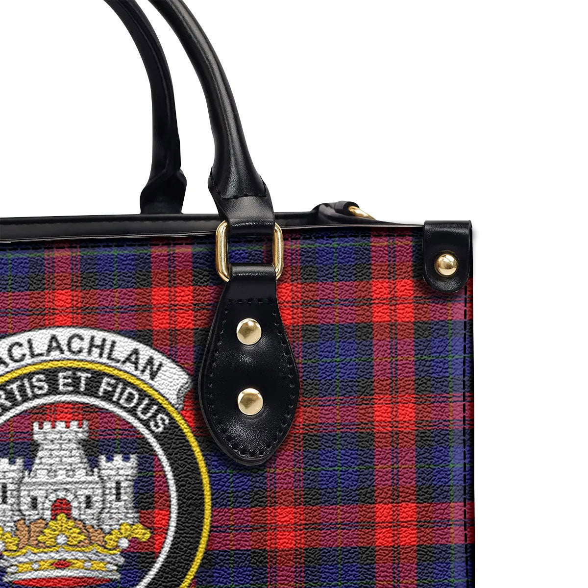 MacLachlan Modern Tartan Crest Leather Handbag