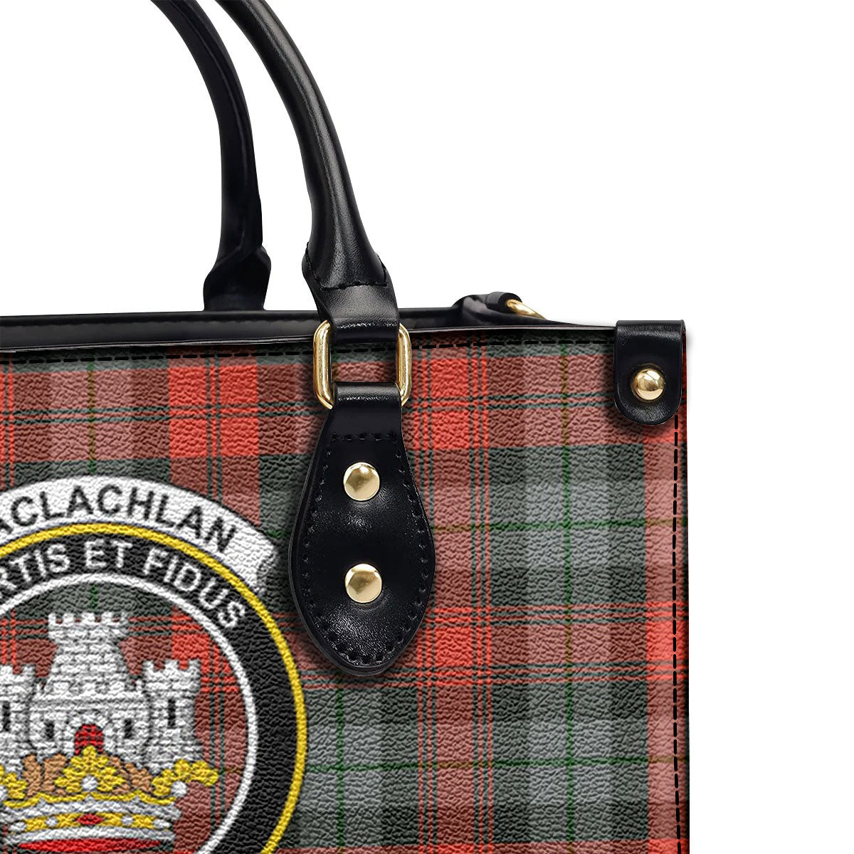 MacLachlan Weathered Tartan Crest Leather Handbag