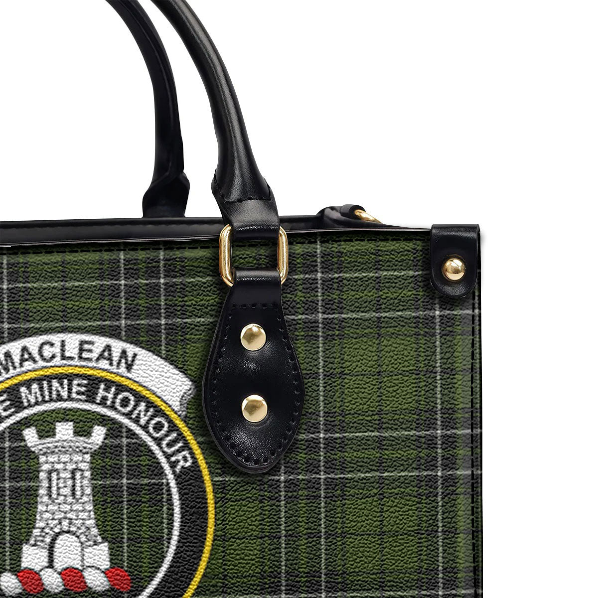 MacLean Hunting Tartan Crest Leather Handbag