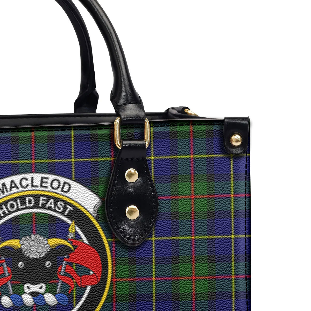 MacLeod of Harris Modern Tartan Crest Leather Handbag