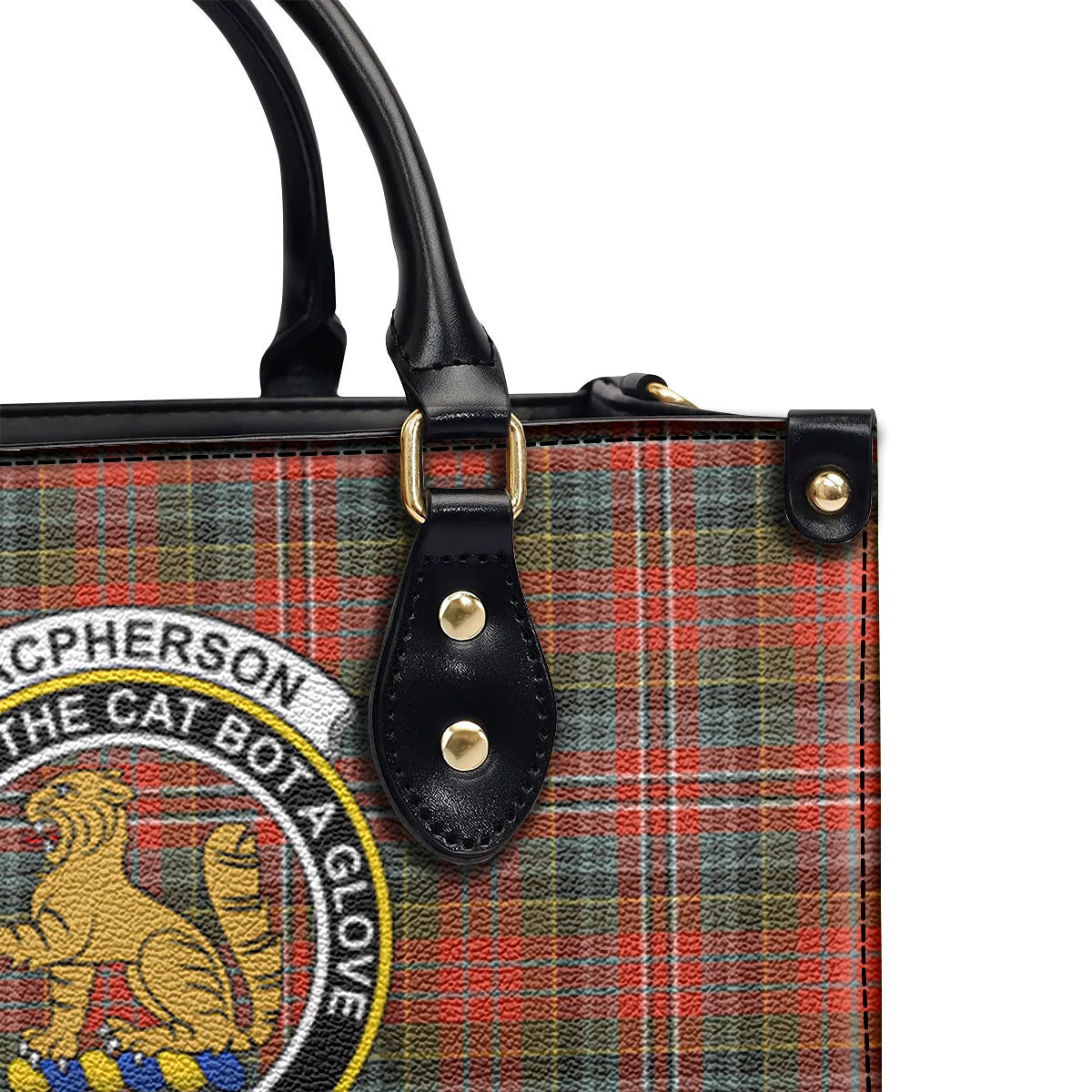 MacPherson Weathered Tartan Crest Leather Handbag