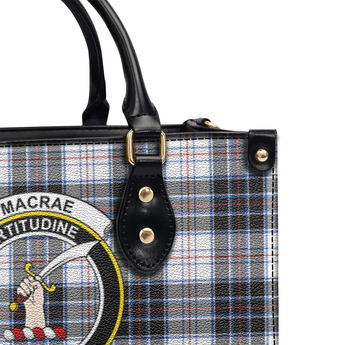 MacRae Dress Modern Tartan Crest Leather Handbag