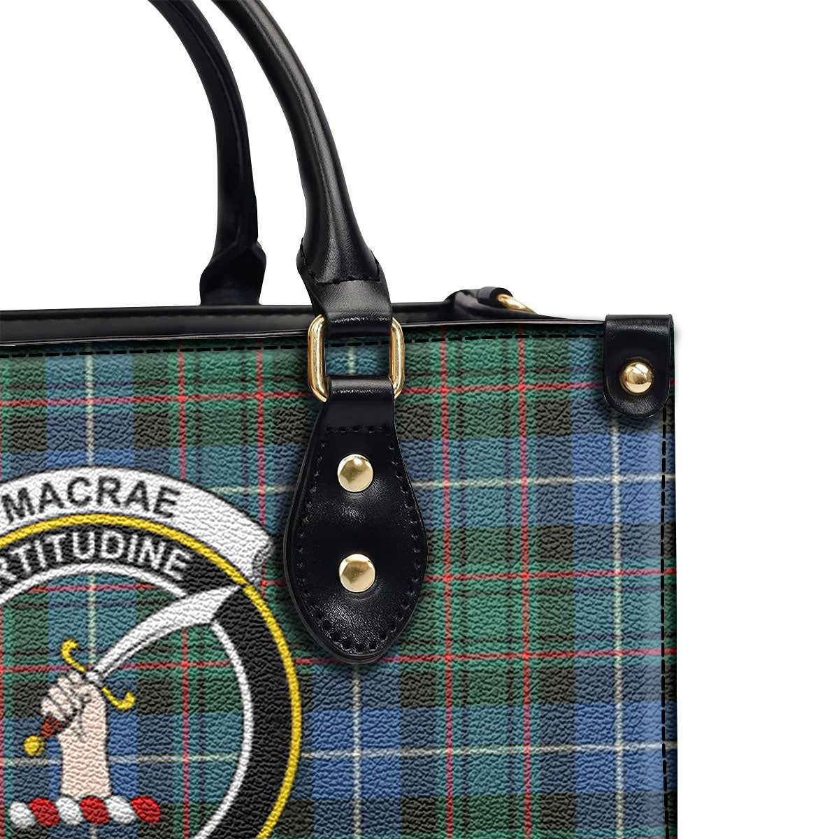 MacRae Hunting Ancient Tartan Crest Leather Handbag